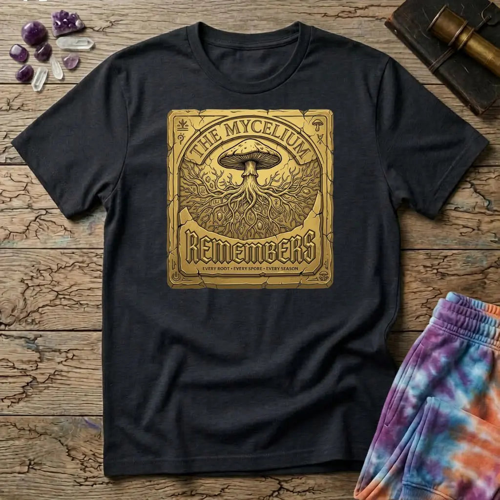 Mycelium Remembers Gold T-Shirt MindMeltShirts