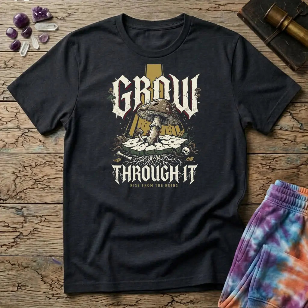 Grow Through It Rise Mushroom T-Shirt MindMeltShirts