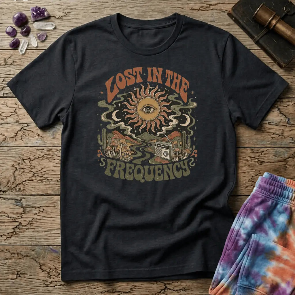 Printify T-Shirt Lost In The Frequency Mushroom T-Shirt Mushroom Magic Mushroom T-Shirt