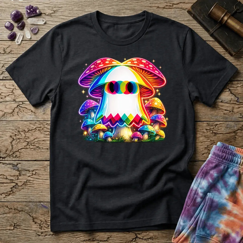 Printify T-Shirt Ghost Mushroom Too T-Shirt Mushroom Magic Mushroom T-Shirt