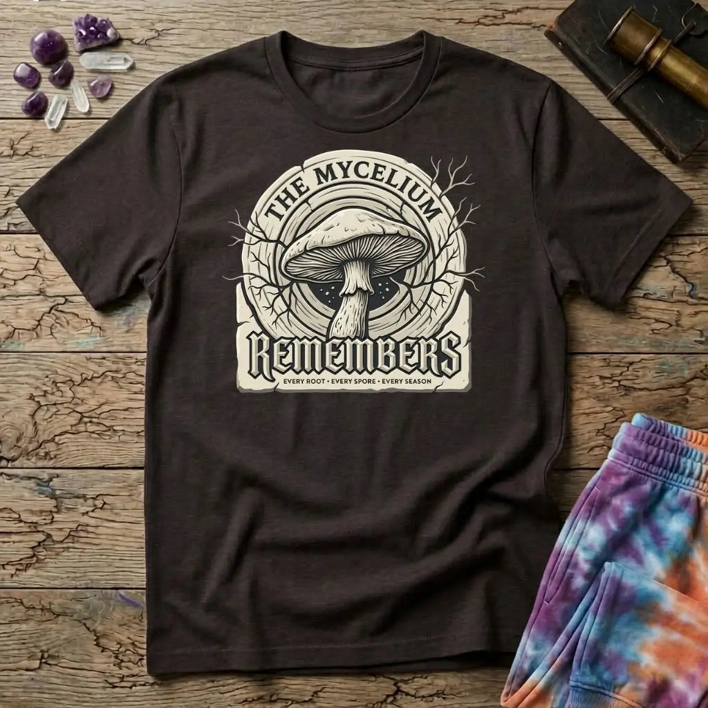 Mycelium Remembers Mushroom T-Shirt MindMeltShirts