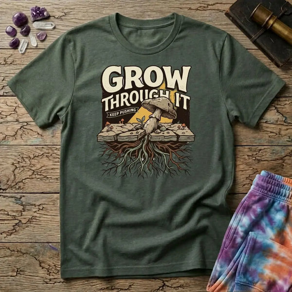 Grow Through It Keep Pushing Mushroom T-Shirt