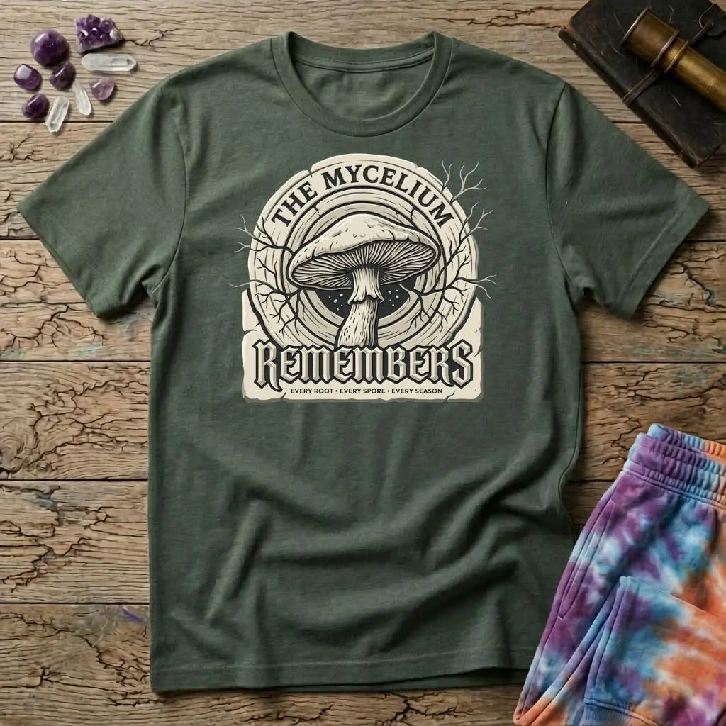 Mycelium Remembers Mushroom T-Shirt MindMeltShirts