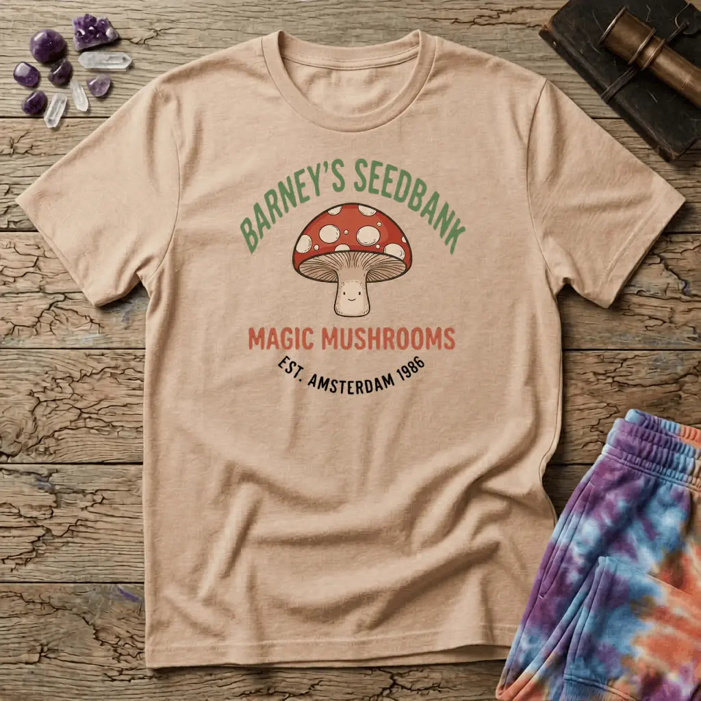 Printify T-Shirt Barney's Seedbank Amsterdam Magic Mushroom T-Shirt Mushroom Magic Mushroom T-Shirt
