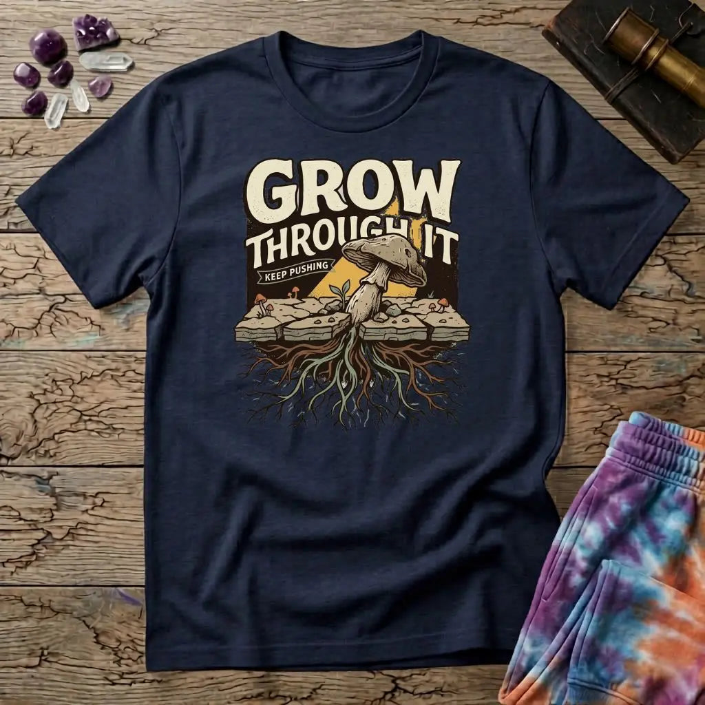 Grow Through It Keep Pushing Mushroom T-Shirt MindMeltShirts