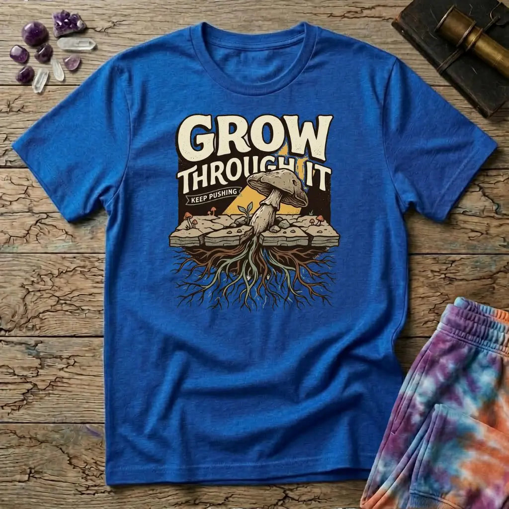 Grow Through It Keep Pushing Mushroom T-Shirt MindMeltShirts