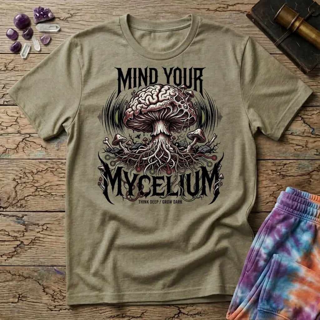 Mind Your Mycelium Grow Dark T-Shirt MindMeltShirts