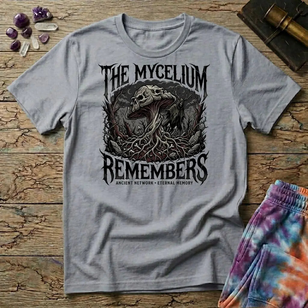 The Mycelium Remembers Too Mushroom T-Shirt MindMeltShirts