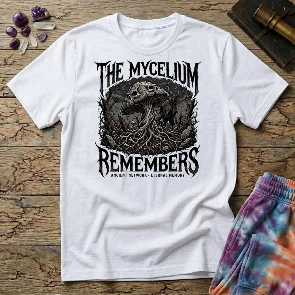 The Mycelium Remembers Too Mushroom T-Shirt MindMeltShirts