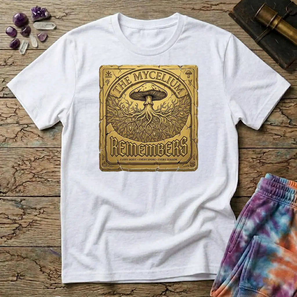 Mycelium Remembers Gold T-Shirt MindMeltShirts