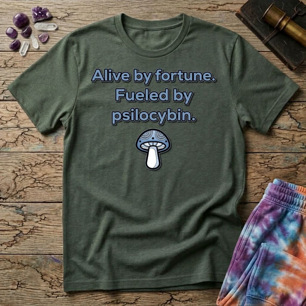 Printify T-Shirt Alive By Fortune Psilocybin Mushroom T-Shirt Mushroom Magic Mushroom T-Shirt