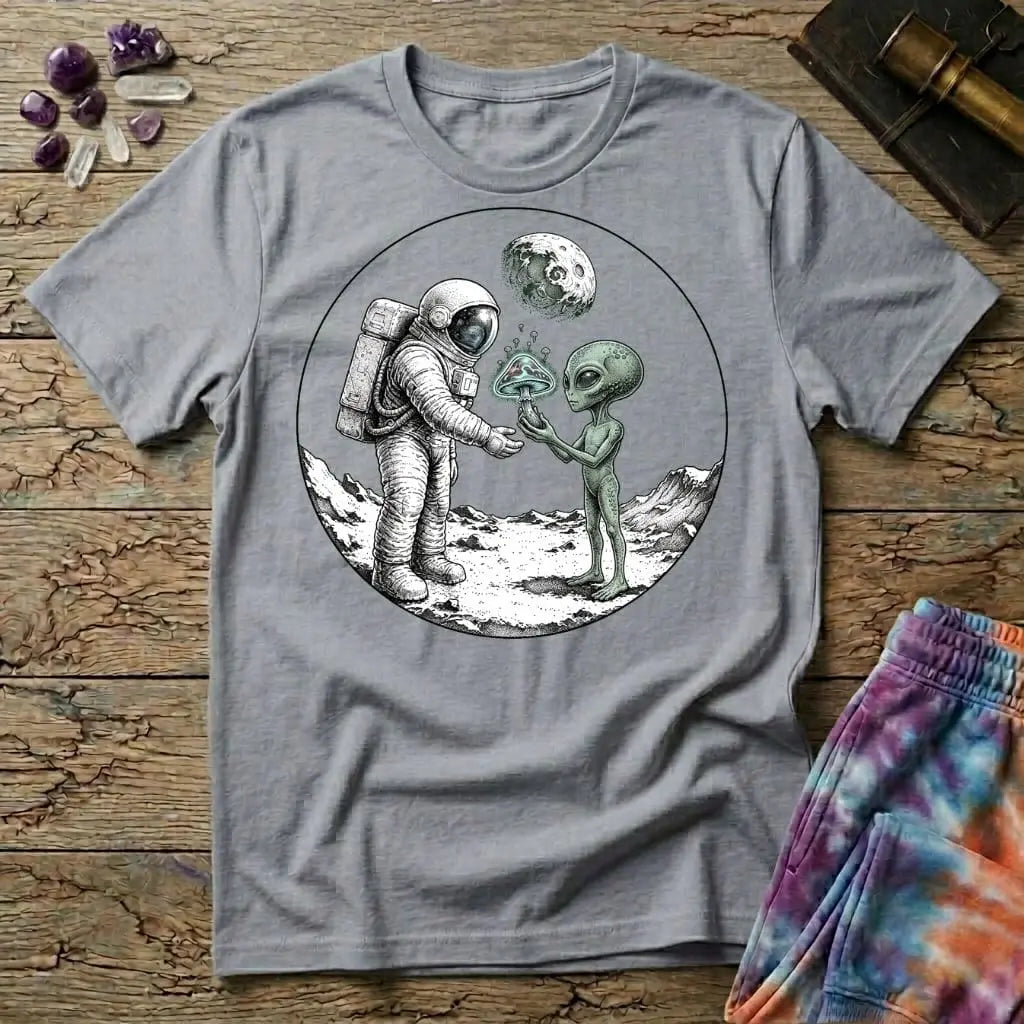 Printify T-Shirt Astronaut and Alien Mushroom T-Shirt Mushroom Magic Mushroom T-Shirt