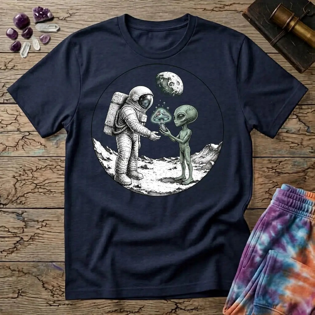 Printify T-Shirt Astronaut and Alien Mushroom T-Shirt Mushroom Magic Mushroom T-Shirt