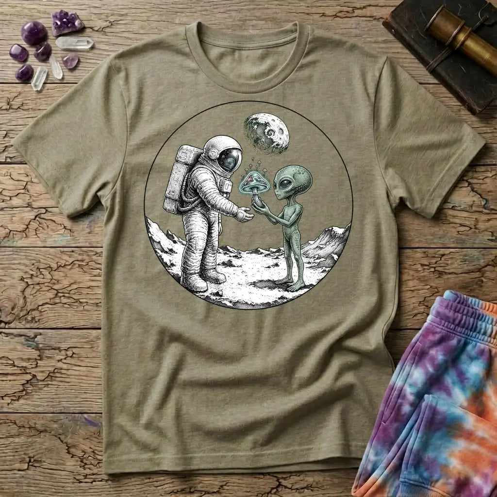 Printify T-Shirt Astronaut and Alien Mushroom T-Shirt Mushroom Magic Mushroom T-Shirt