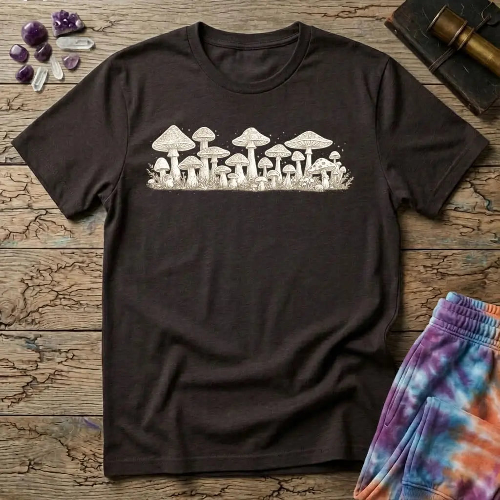 Printify T-Shirt Band Of Mushrooms Too T-Shirt Mushroom Magic Mushroom T-Shirt