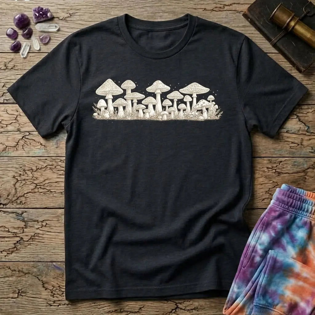 Printify T-Shirt Band Of Mushrooms Too T-Shirt Mushroom Magic Mushroom T-Shirt