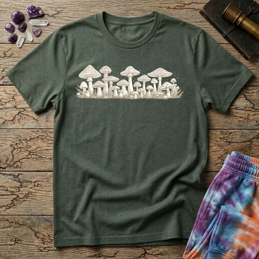 Printify T-Shirt Band Of Mushrooms Too T-Shirt Mushroom Magic Mushroom T-Shirt