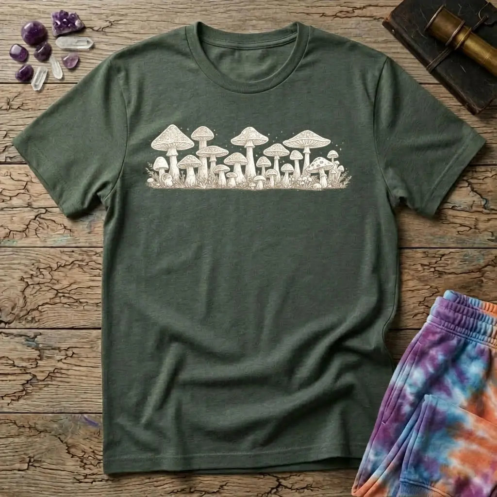 Printify T-Shirt Band Of Mushrooms Too T-Shirt Mushroom Magic Mushroom T-Shirt