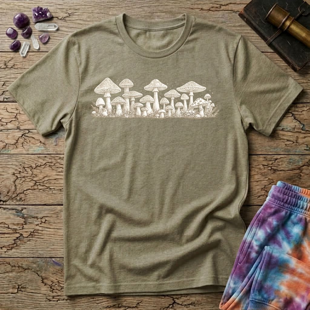 Printify T-Shirt Band Of Mushrooms Too T-Shirt Mushroom Magic Mushroom T-Shirt