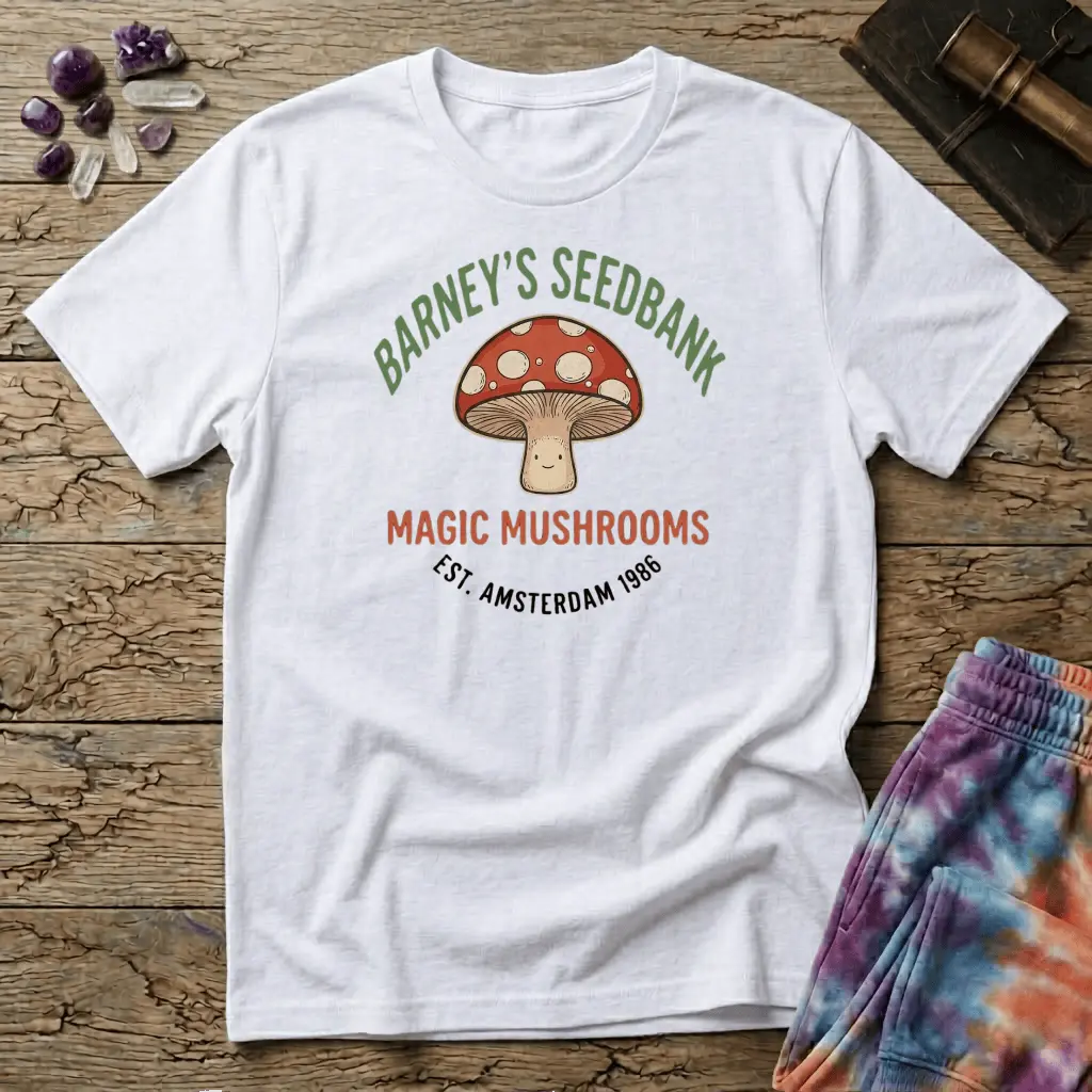 Printify T-Shirt Barney's Seedbank Amsterdam Magic Mushroom T-Shirt Mushroom Magic Mushroom T-Shirt