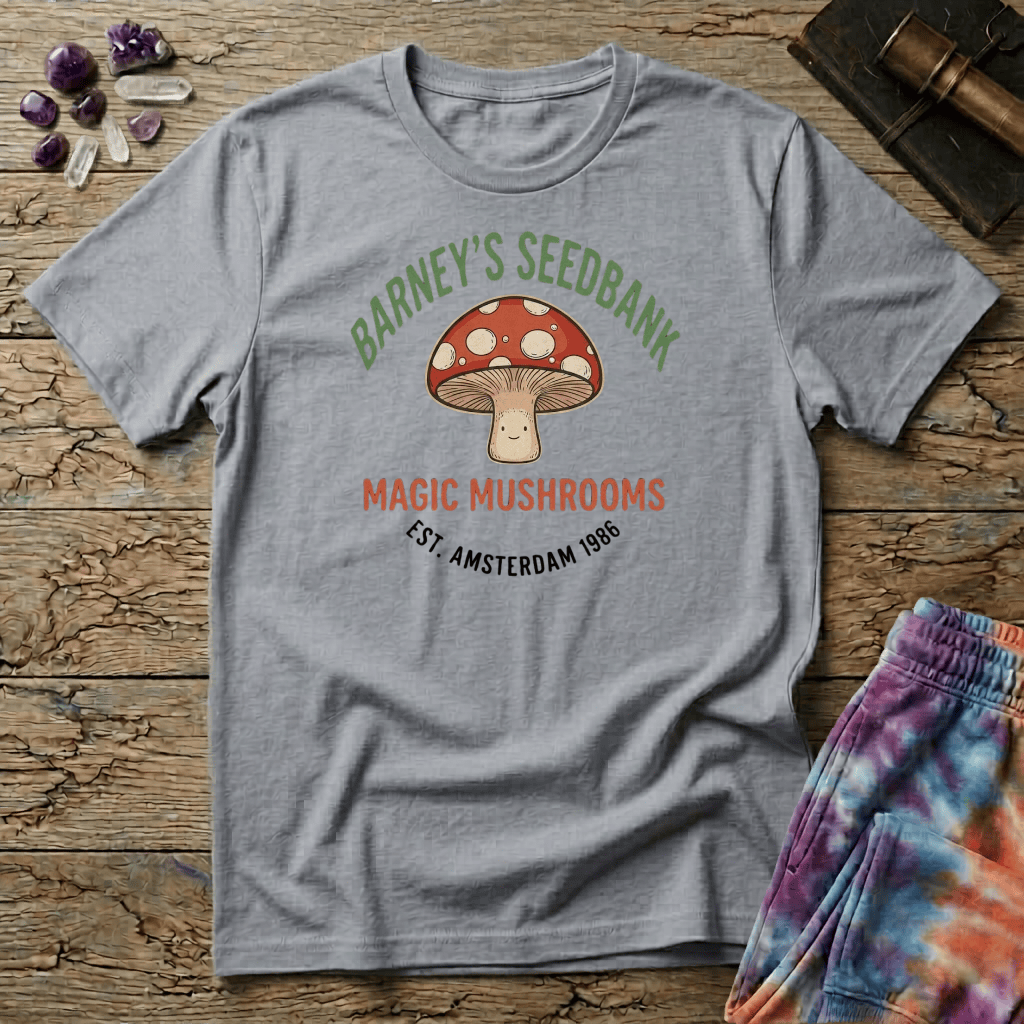 Printify T-Shirt Barney's Seedbank Amsterdam Magic Mushroom T-Shirt Mushroom Magic Mushroom T-Shirt