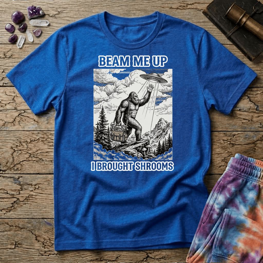 Printify T-Shirt Beam Me Up T-Shirt Mushroom Magic Mushroom T-Shirt