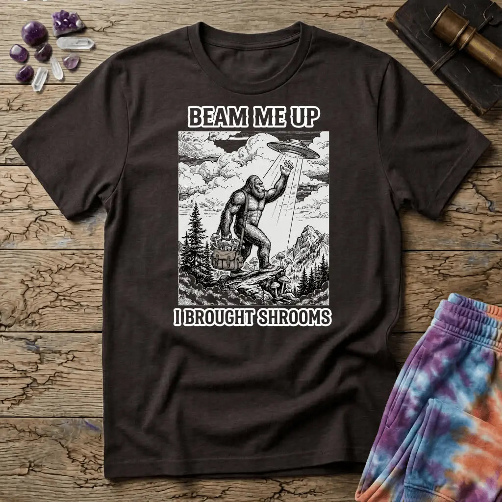 Printify T-Shirt Beam Me Up T-Shirt Mushroom Magic Mushroom T-Shirt