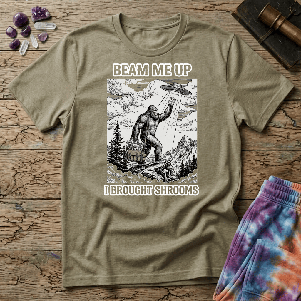 Printify T-Shirt Beam Me Up T-Shirt Mushroom Magic Mushroom T-Shirt