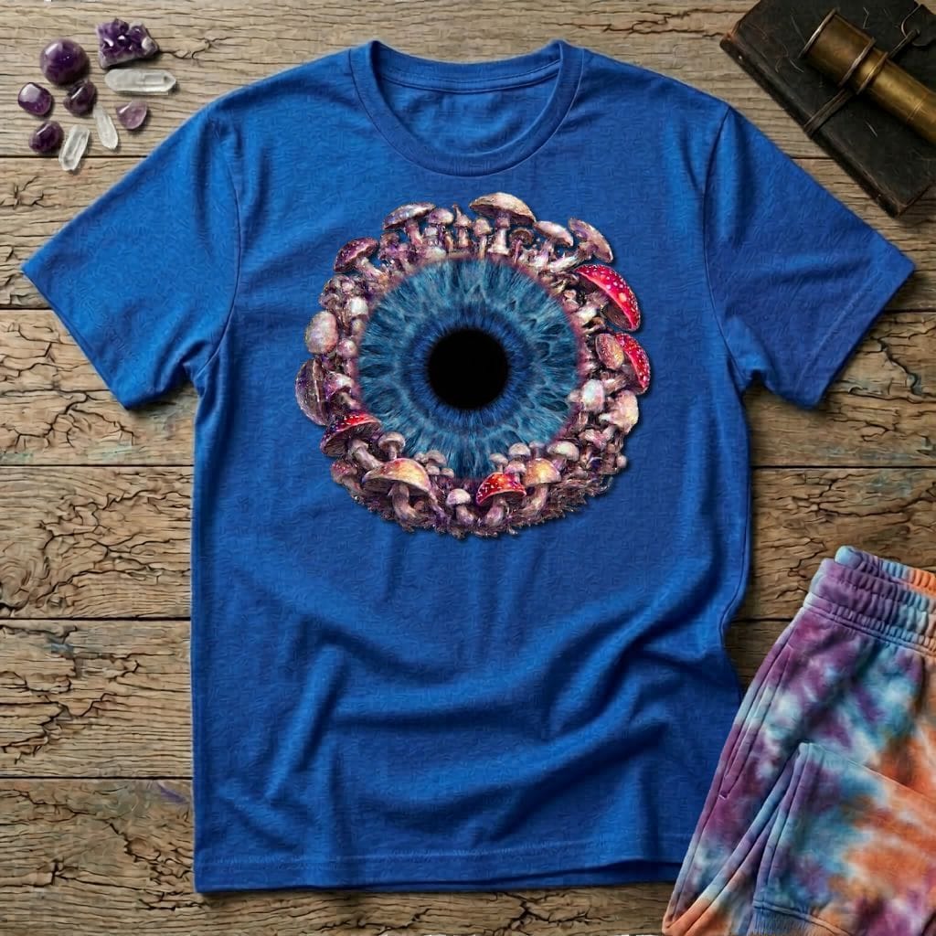 Printify T-Shirt Big Iris Blue Eye T-Shirt Mushroom Magic Mushroom T-Shirt