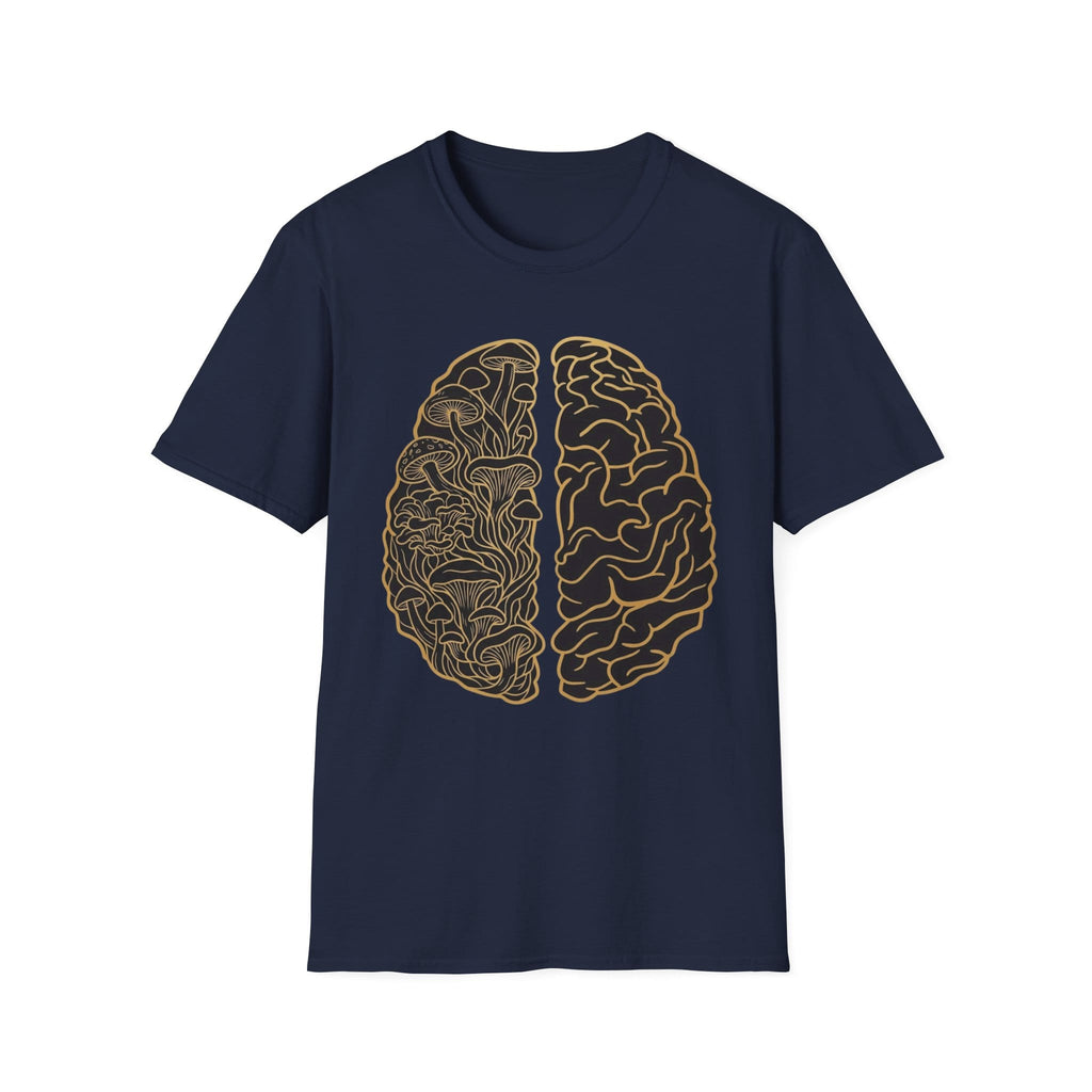 Printify T-Shirt Brain Half Mushroom T-Shirt Mushroom Magic Mushroom T-Shirt