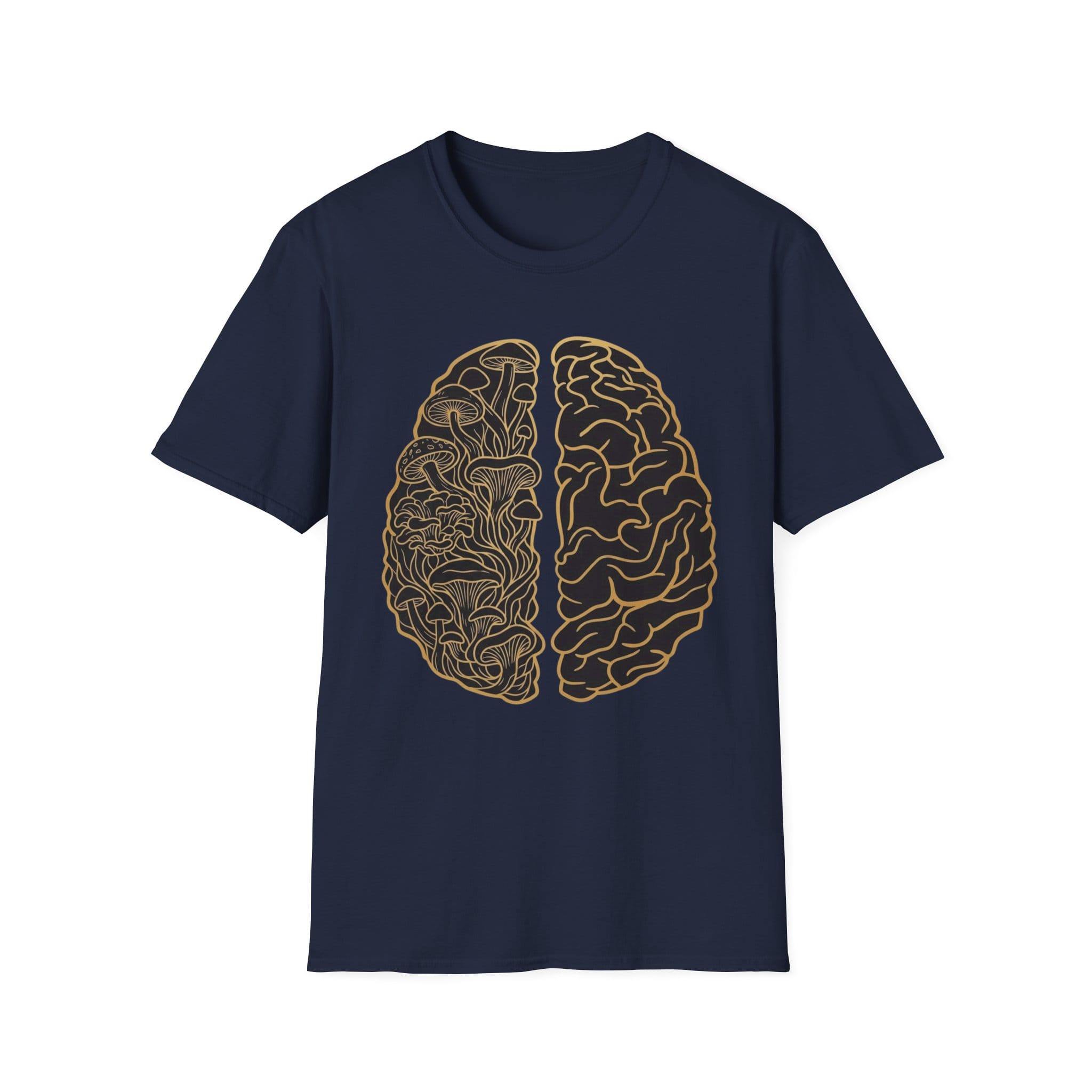 Printify T-Shirt Brain Half Mushroom T-Shirt Mushroom Magic Mushroom T-Shirt