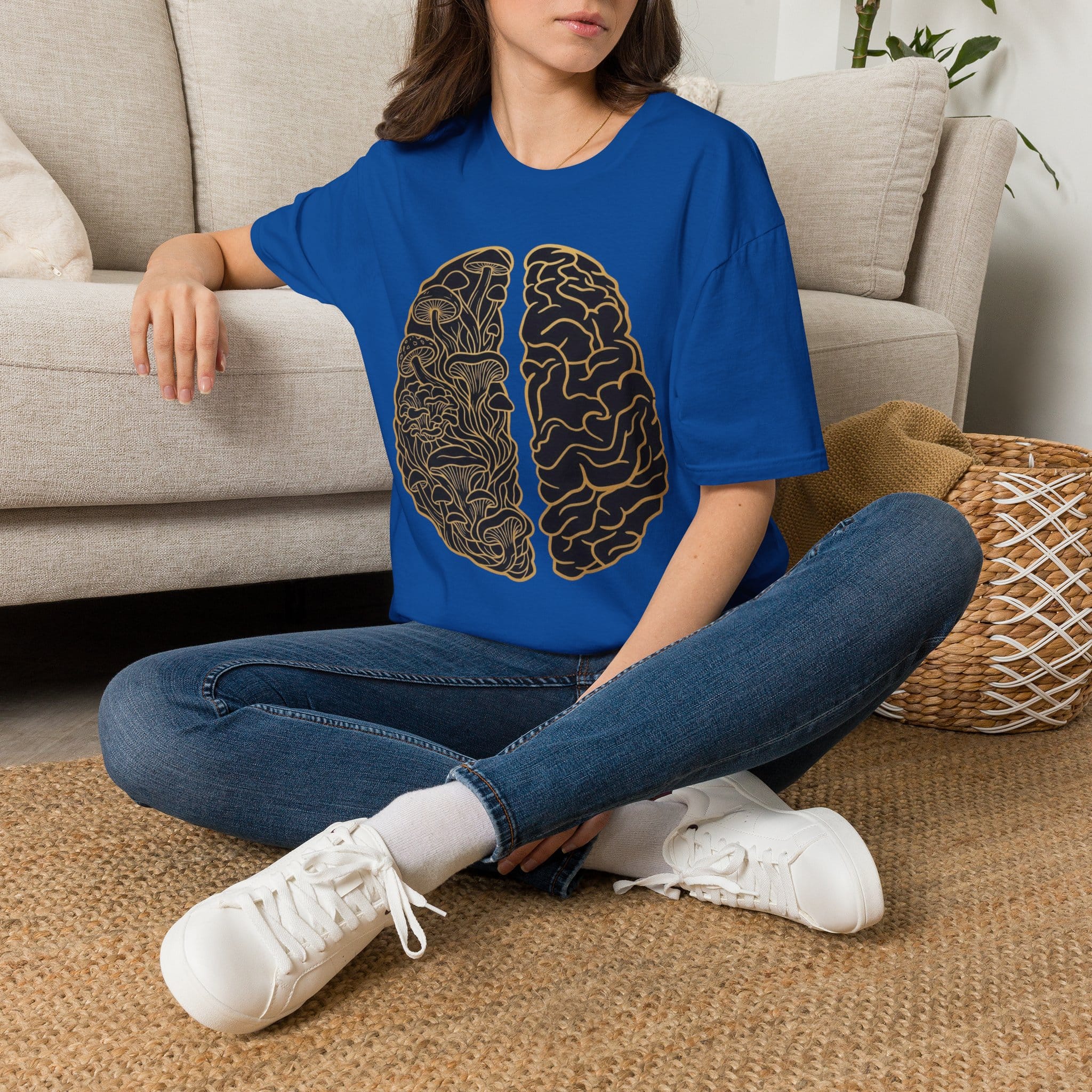 Printify T-Shirt Brain Half Mushroom T-Shirt Mushroom Magic Mushroom T-Shirt