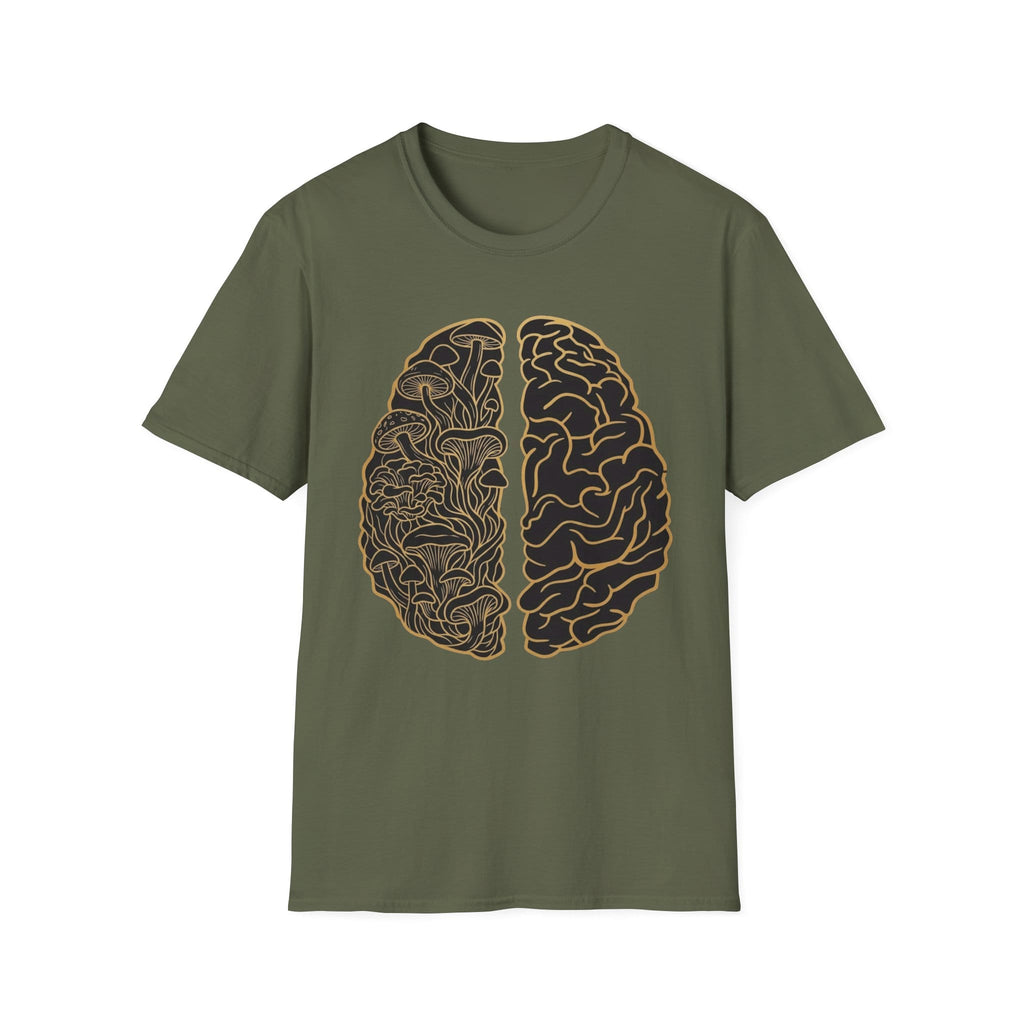 Printify T-Shirt Brain Half Mushroom T-Shirt Mushroom Magic Mushroom T-Shirt
