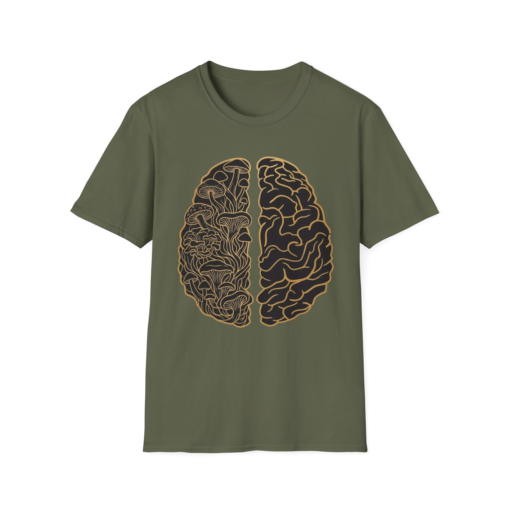 Printify T-Shirt Brain Half Mushroom T-Shirt Mushroom Magic Mushroom T-Shirt