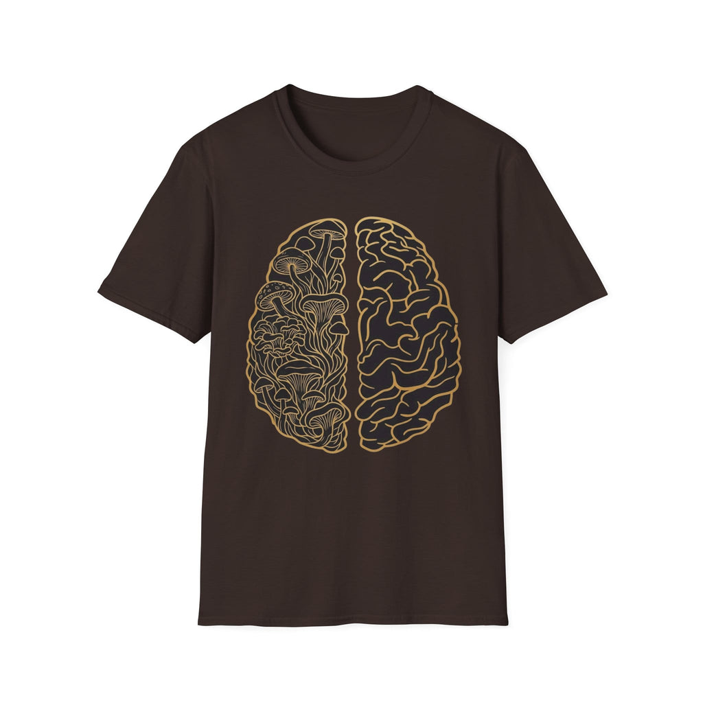Printify T-Shirt Brain Half Mushroom T-Shirt Mushroom Magic Mushroom T-Shirt
