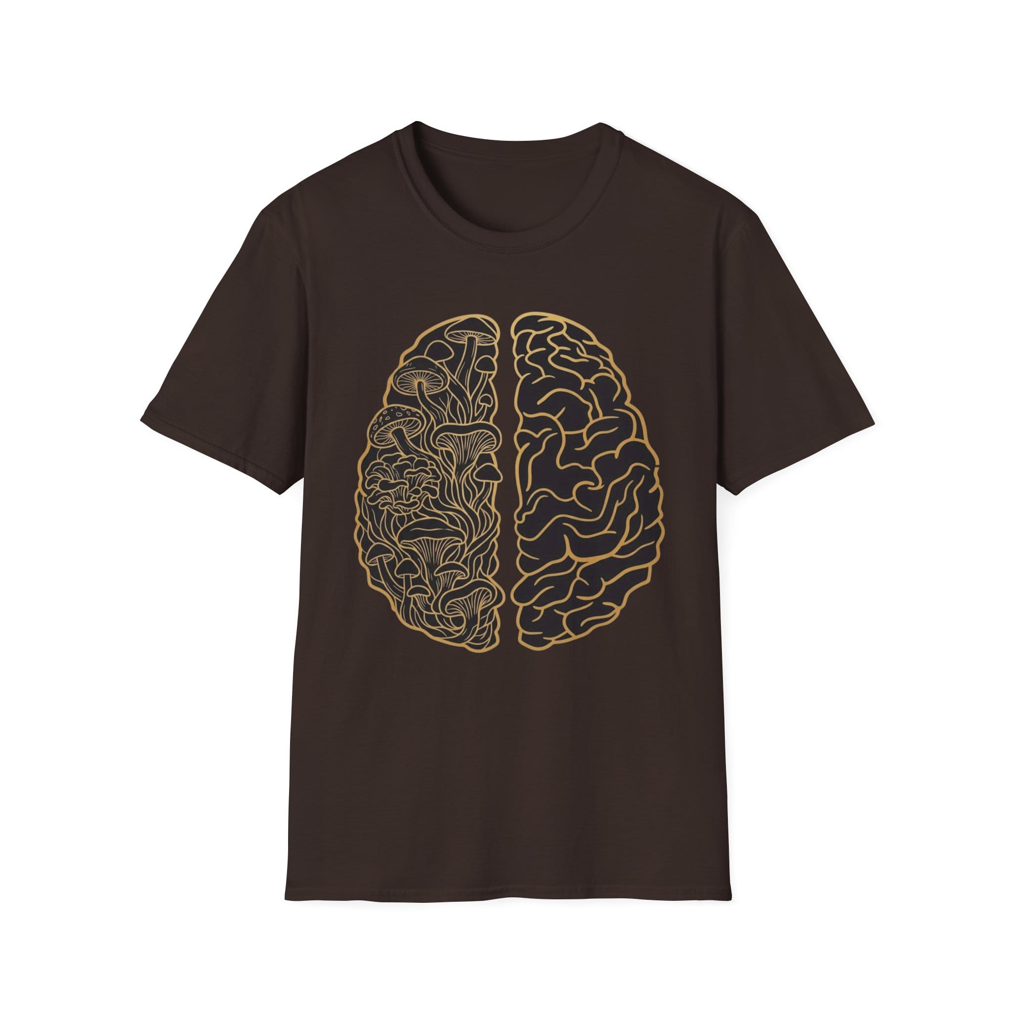Printify T-Shirt Brain Half Mushroom T-Shirt Mushroom Magic Mushroom T-Shirt