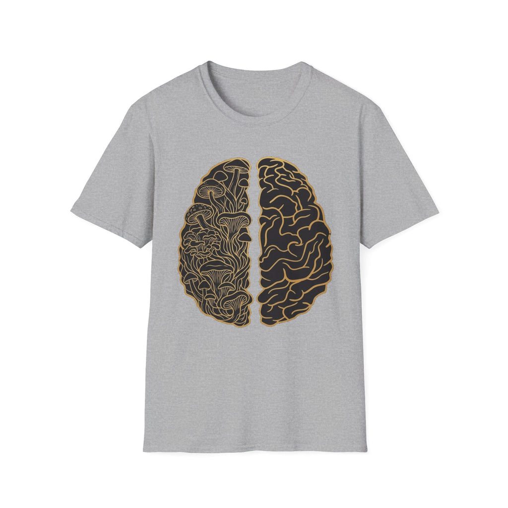 Printify T-Shirt Brain Half Mushroom T-Shirt Mushroom Magic Mushroom T-Shirt