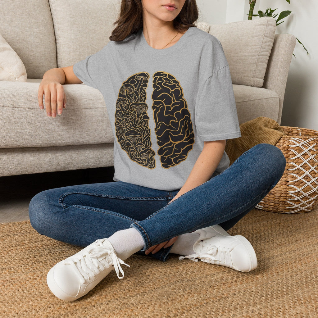 Printify T-Shirt Brain Half Mushroom T-Shirt Mushroom Magic Mushroom T-Shirt