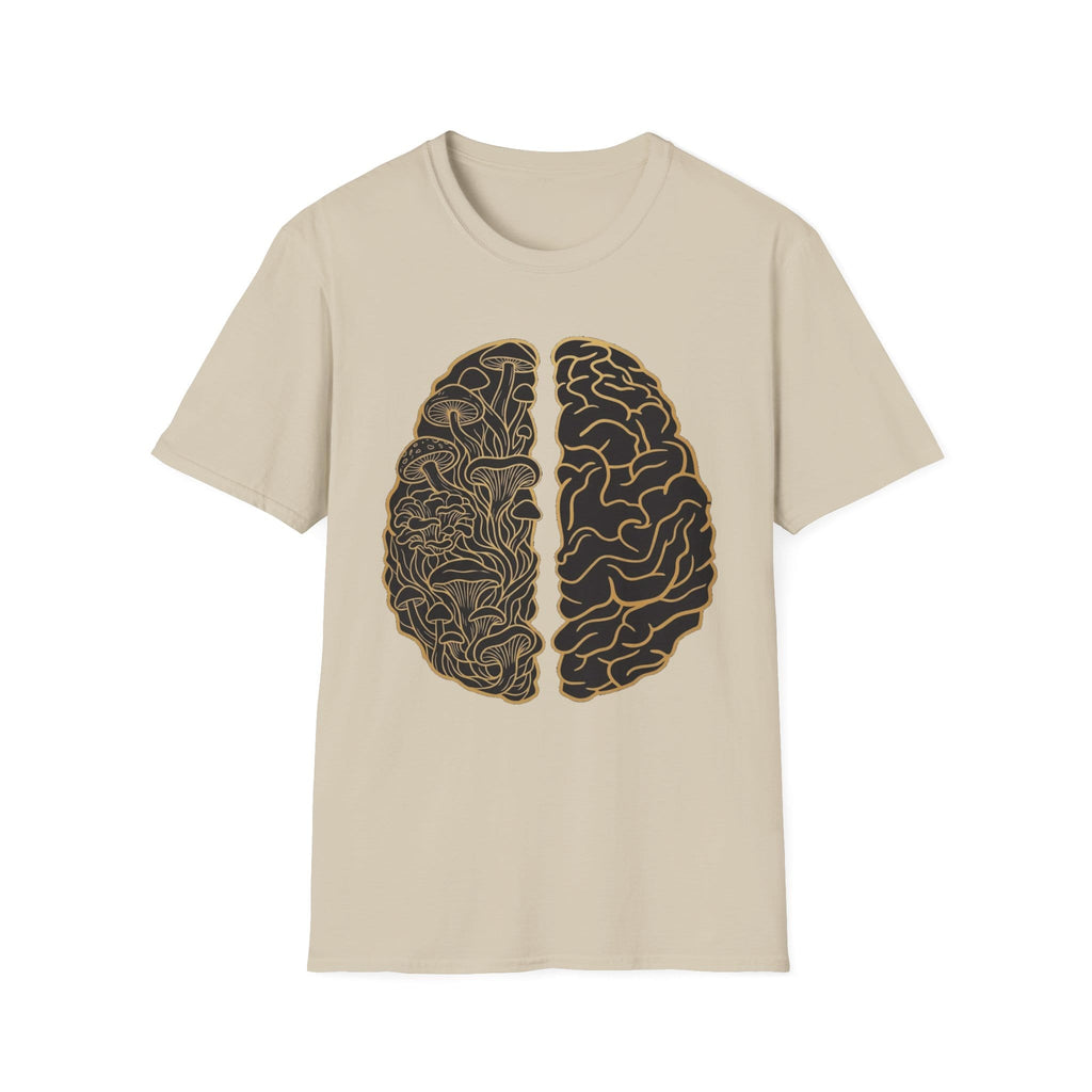 Printify T-Shirt Brain Half Mushroom T-Shirt Mushroom Magic Mushroom T-Shirt