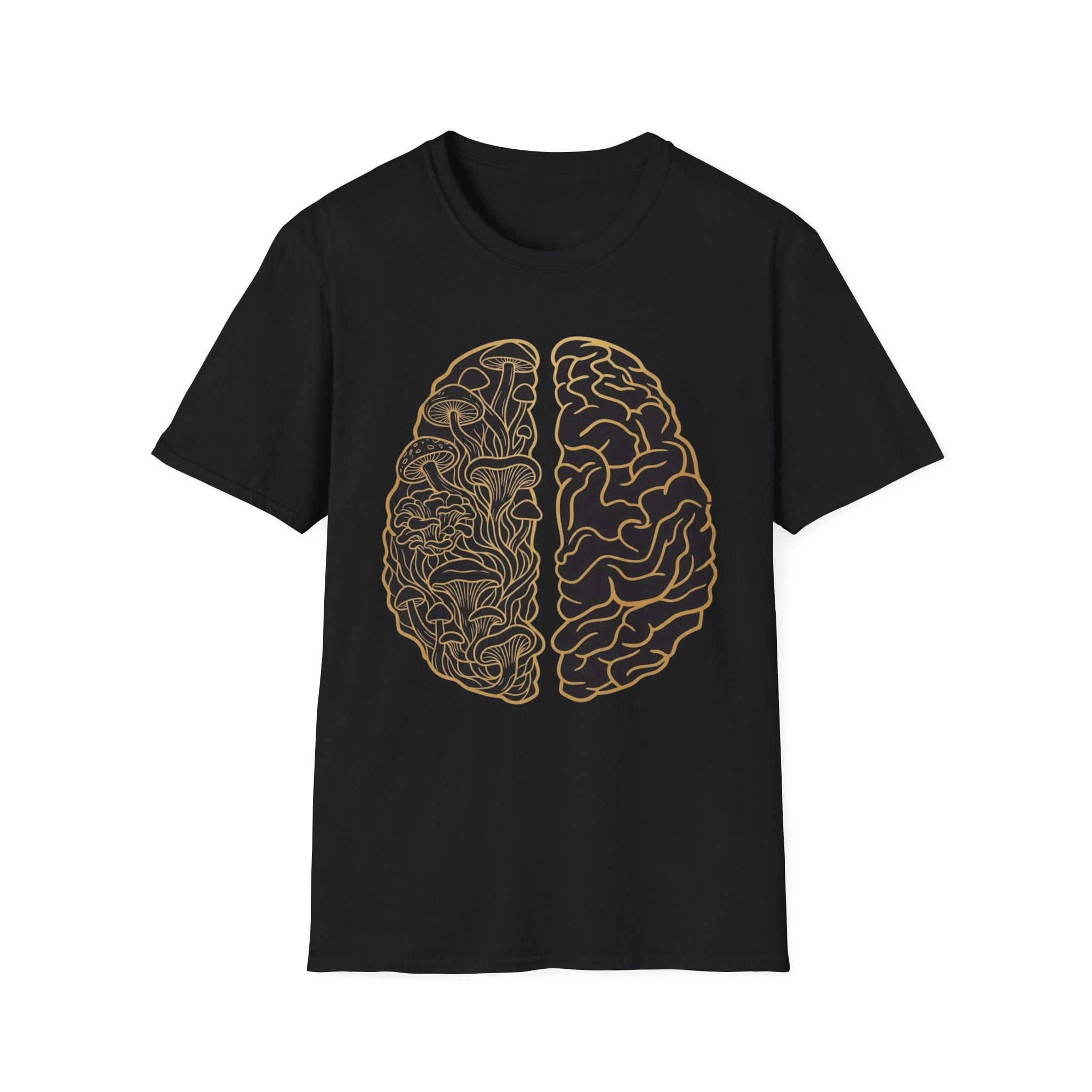 Printify T-Shirt Brain Half Mushroom T-Shirt Mushroom Magic Mushroom T-Shirt