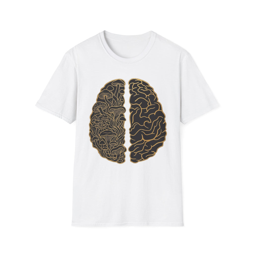 Printify T-Shirt Brain Half Mushroom T-Shirt Mushroom Magic Mushroom T-Shirt