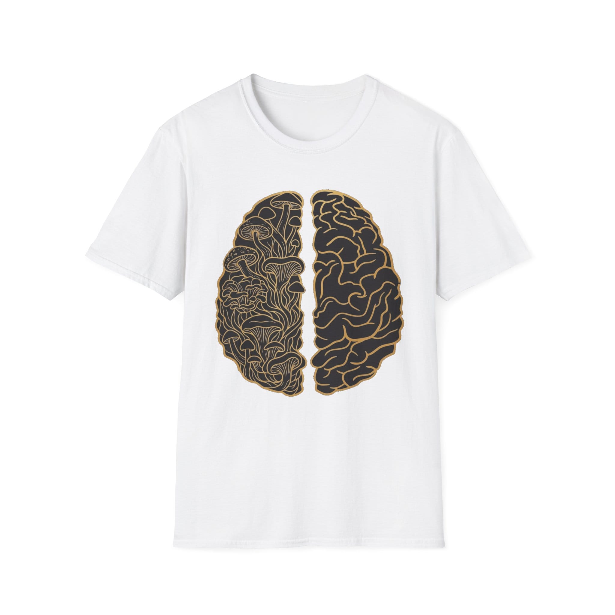 Printify T-Shirt Brain Half Mushroom T-Shirt Mushroom Magic Mushroom T-Shirt