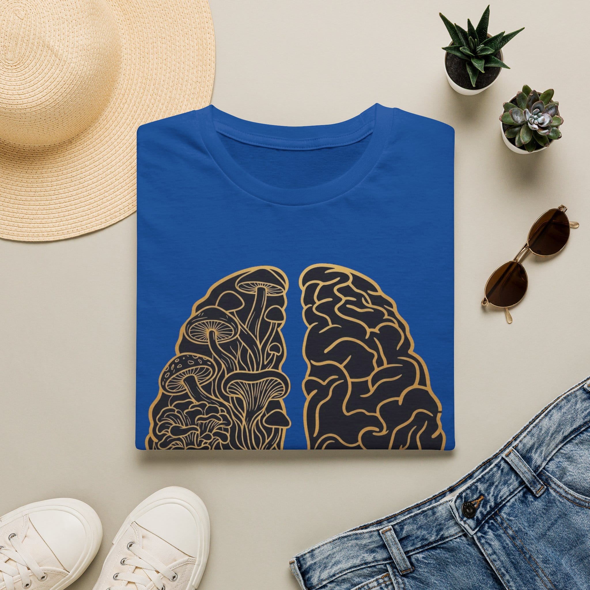Printify T-Shirt Brain Half Mushroom T-Shirt Mushroom Magic Mushroom T-Shirt