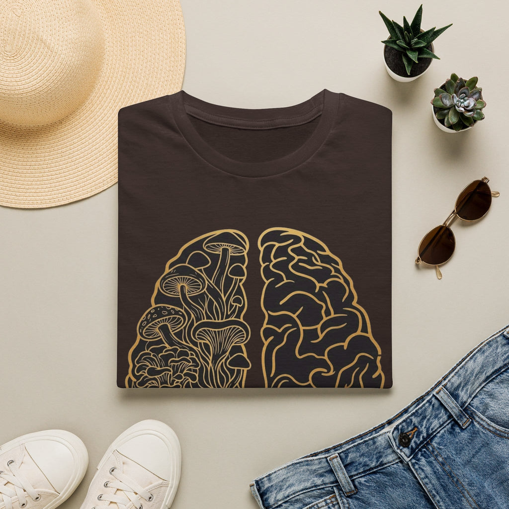 Printify T-Shirt Brain Half Mushroom T-Shirt Mushroom Magic Mushroom T-Shirt