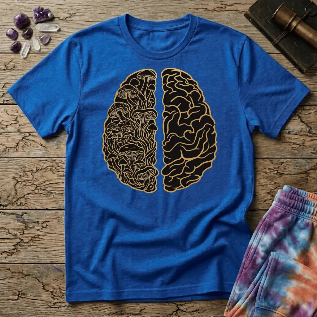 Printify T-Shirt Brain Half Mushroom T-Shirt Mushroom Magic Mushroom T-Shirt