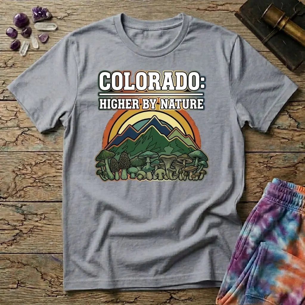 Printify T-Shirt Colorado Higher By Nature Mushroom T-Shirt Mushroom Magic Mushroom T-Shirt