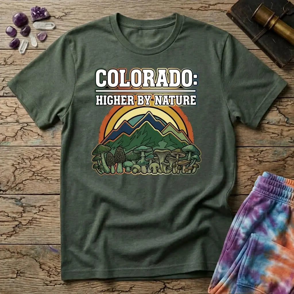 Printify T-Shirt Colorado Higher By Nature Mushroom T-Shirt Mushroom Magic Mushroom T-Shirt