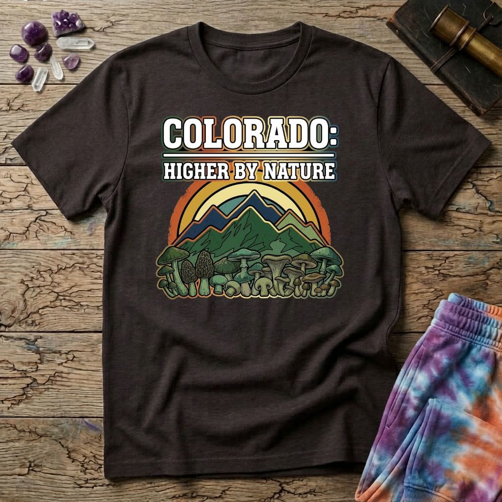 Printify T-Shirt Colorado Higher By Nature Mushroom T-Shirt Mushroom Magic Mushroom T-Shirt