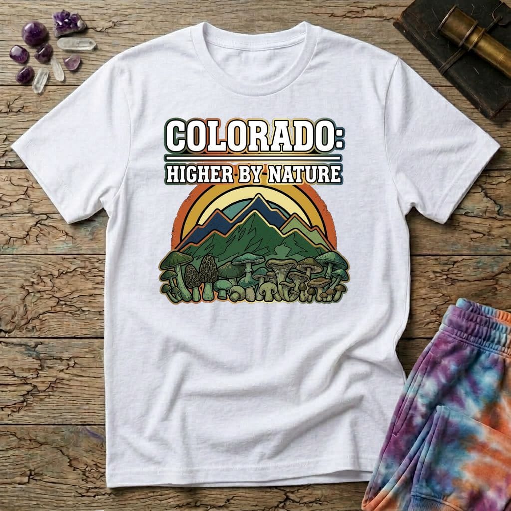 Printify T-Shirt Colorado Higher By Nature Mushroom T-Shirt Mushroom Magic Mushroom T-Shirt