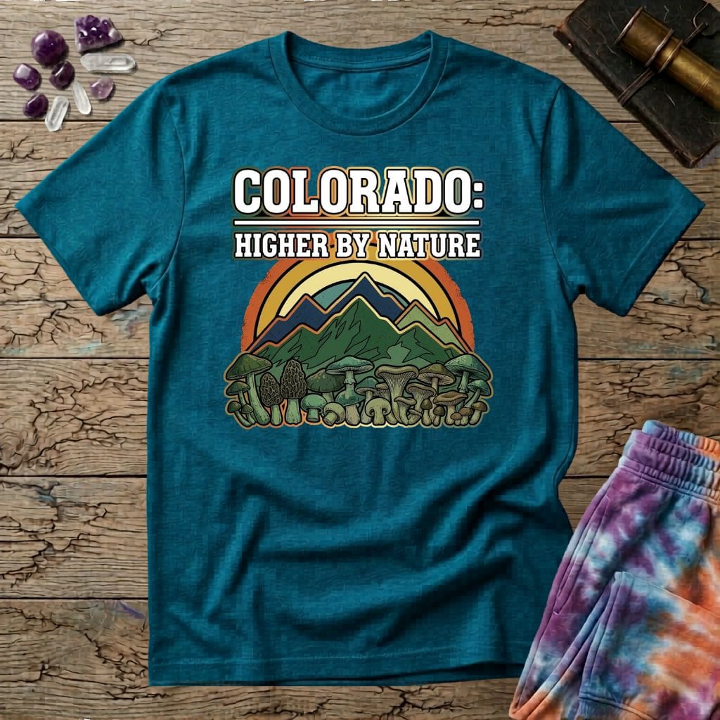 Printify T-Shirt Colorado Higher By Nature Mushroom T-Shirt Mushroom Magic Mushroom T-Shirt